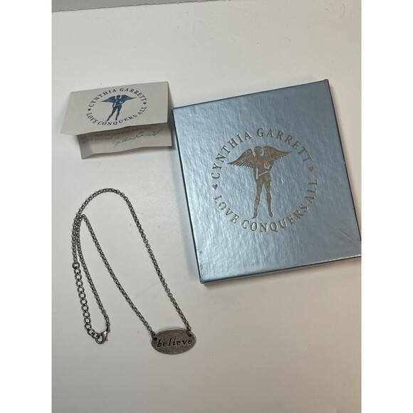 Cynthia Garrett Love Conquers All BELIEVE Necklace New - Picture 2 of 6
